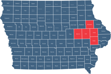 Map of Mercy Cedar Rapids Medicare coverage